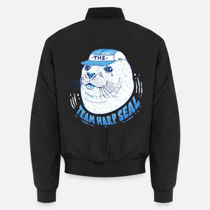 Sattelrobbe Robben Team Harp Seal - Unisex Bomber Jacket - black
