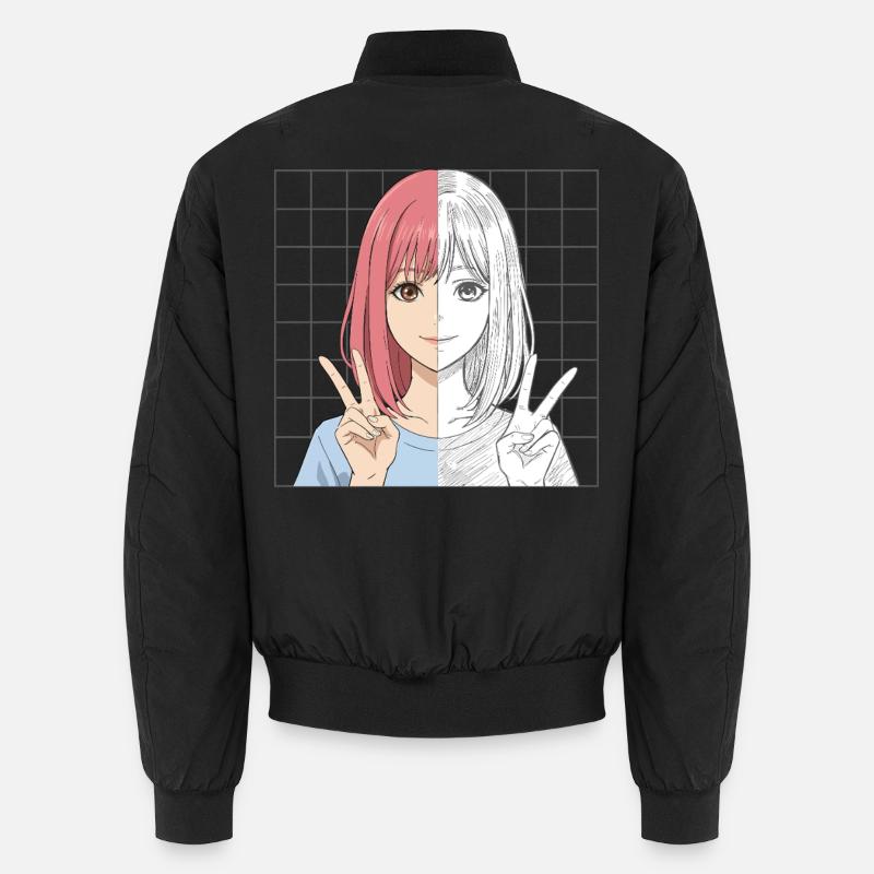 Anime Sketching Half Color Half Line Art Unisex Bomberjacke