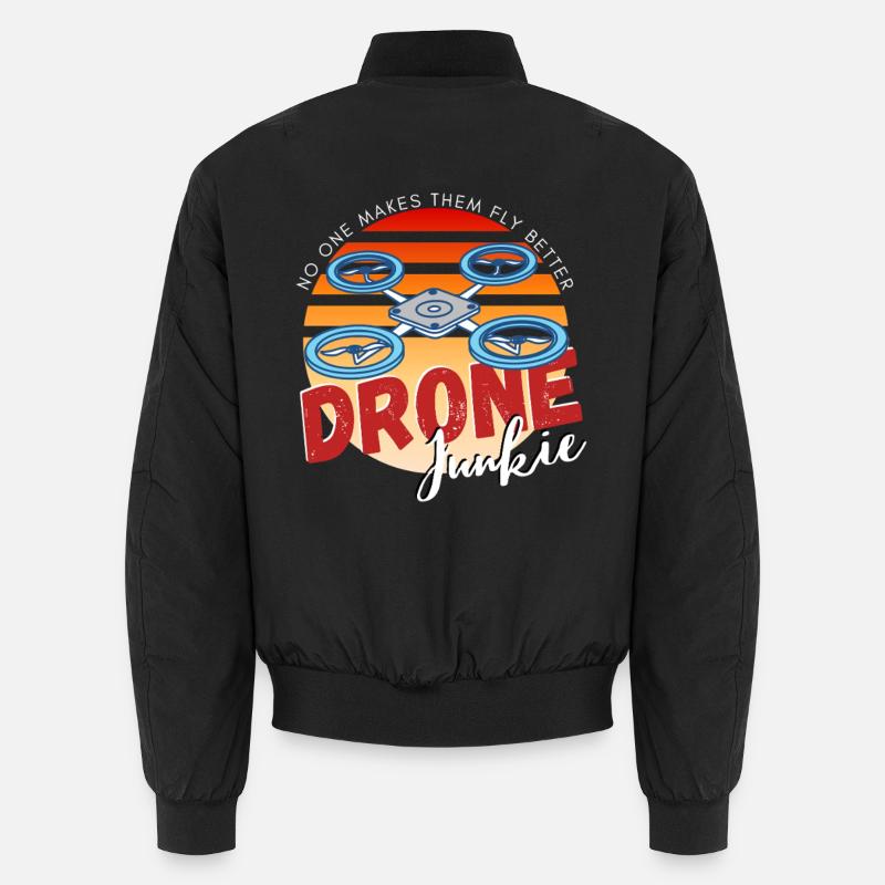 Drone Junkie Design with Sunset - Unisex Bomber Jacket - black