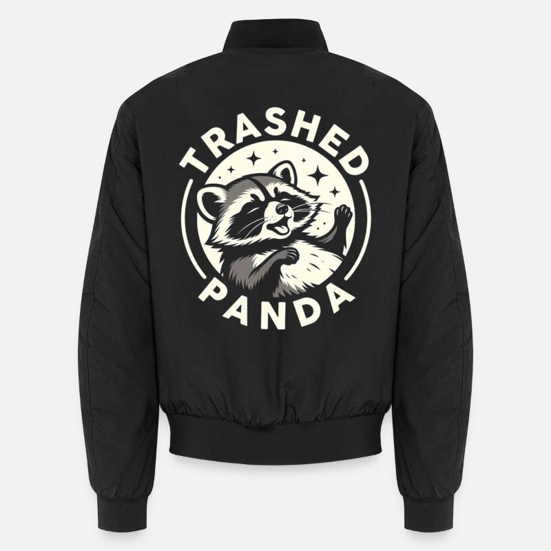 Trashed Panda Raccoon Funny Meme Design - Unisex Bomber Jacket - black