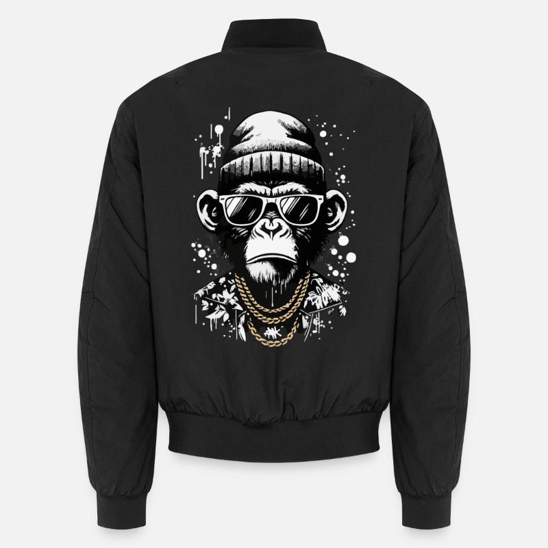 Singe cool avec style de rue et chaînes Bomber unisexe