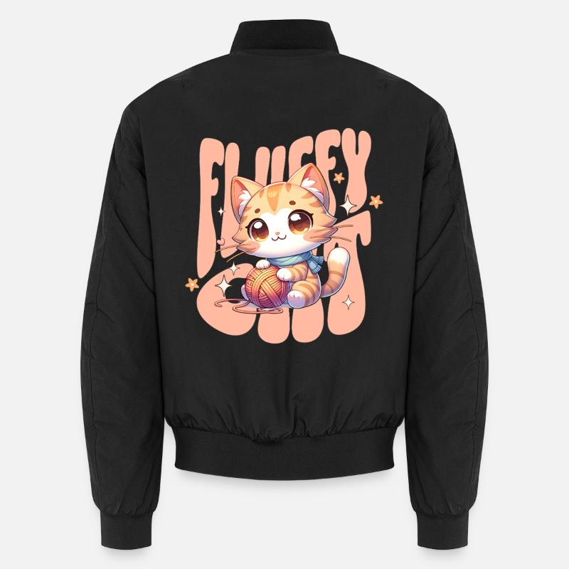 Kuschelkätzchen mit Garnball Fluffy Cat Katze Unisex Bomberjacke