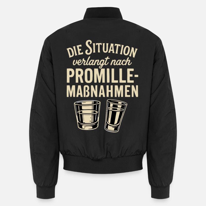 Promille-Maßnahmen witziger Partyspruch - Unisex Bomberjacke - Schwarz