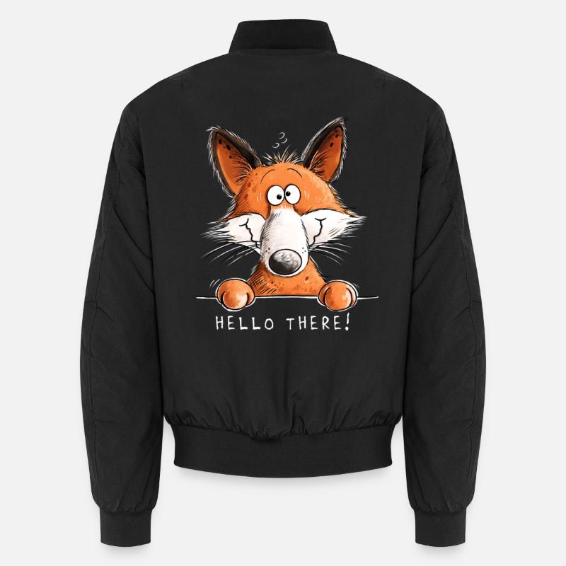 Witziger Fuchs Hallo Da Cartoon Spruch Unisex Bomberjacke