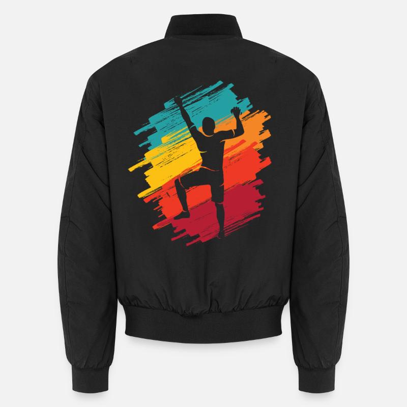 Climbing Mountains Retro Climber Bouldering - Unisex Bomber Jacket - black