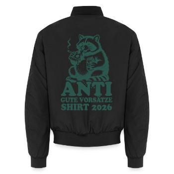 Waschbär | Anti gute Vorsätze 2026 - Unisex Bomberjacke - Schwarz - Hinten - AI Model Male 185 light (185cm)