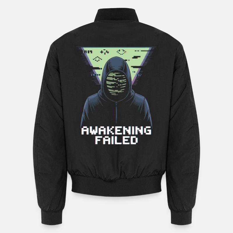 Awakening Failed – Retro Cyber Glitch Unisex Bomber Jacket