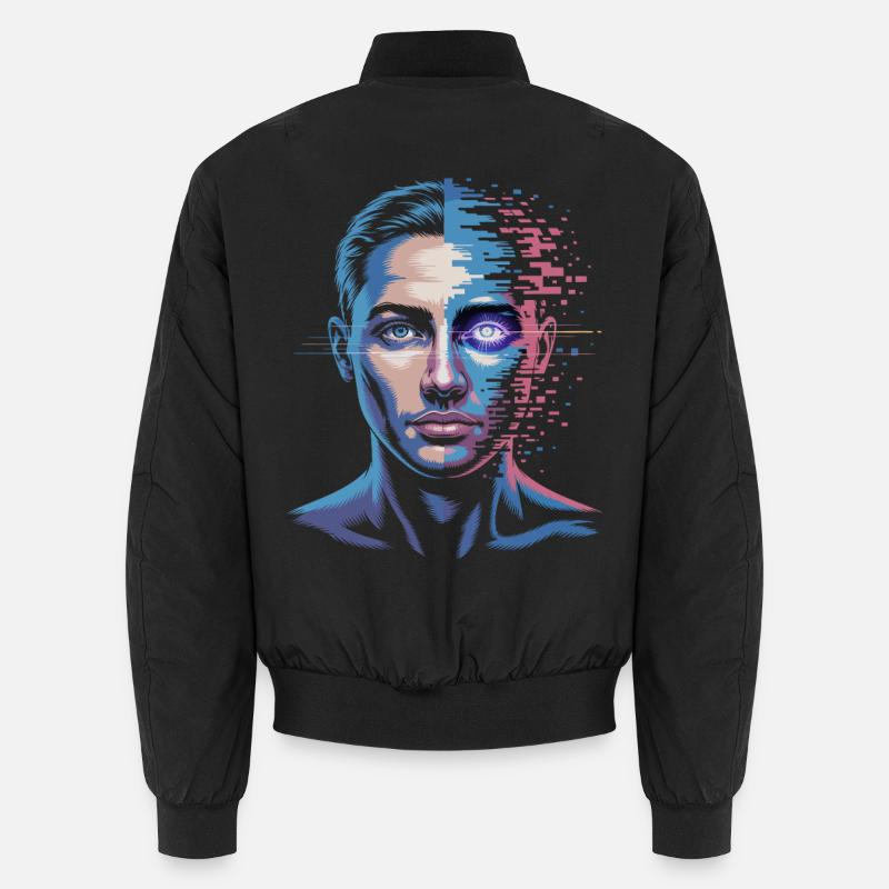 Digitaler Mensch mit Glitch-Effekt Unisex Bomberjacke