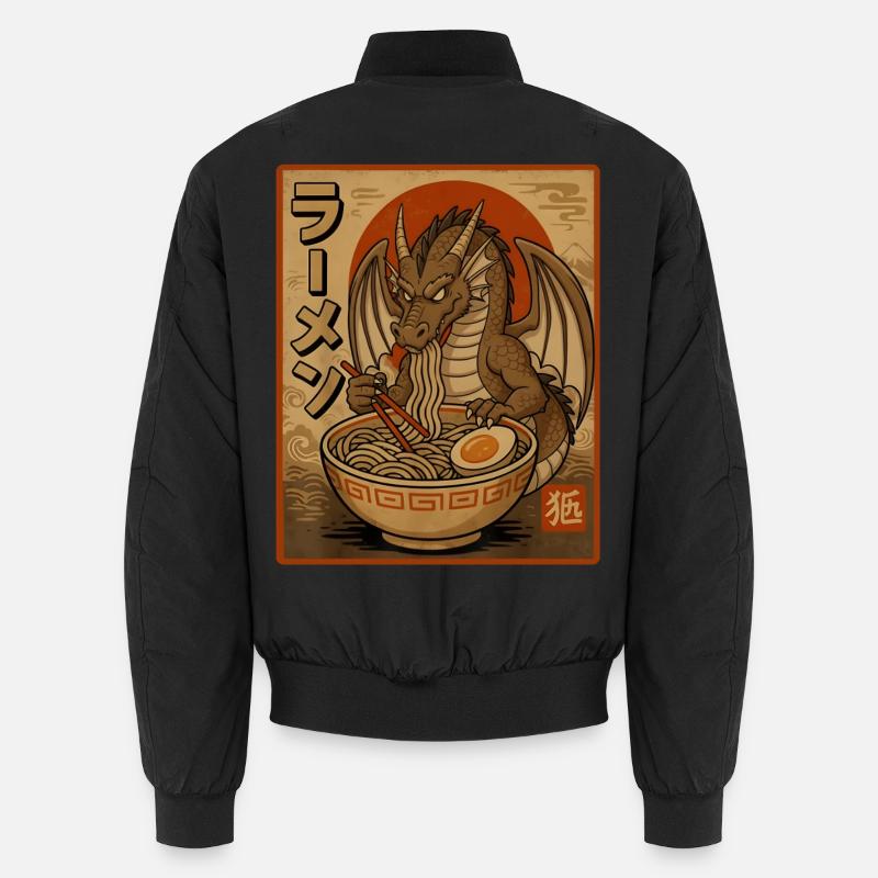 Retro-Drache Ramen-Design - Unisex Bomberjacke - Schwarz