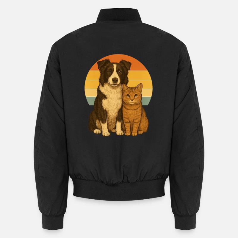 Border Collie and Cat Unisex Bomber Jacket