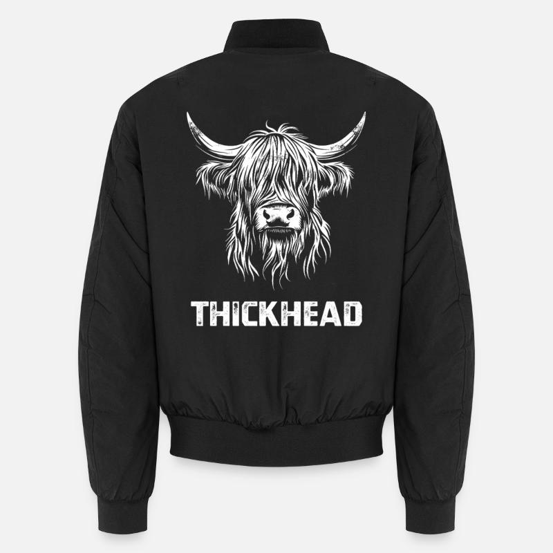 Thickhead - Scottish Highland Cattle - English - Unisex Bomber Jacket - black