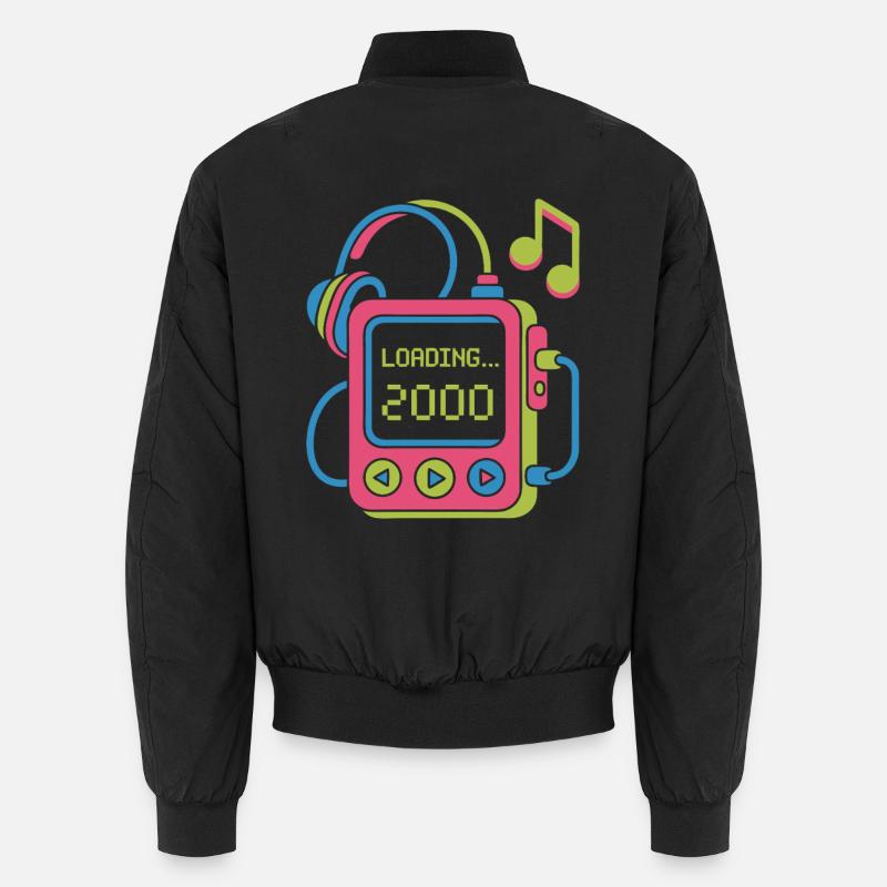 Retro MP3 Player 2000er Musikdesign bunt - Unisex Bomberjacke - Schwarz