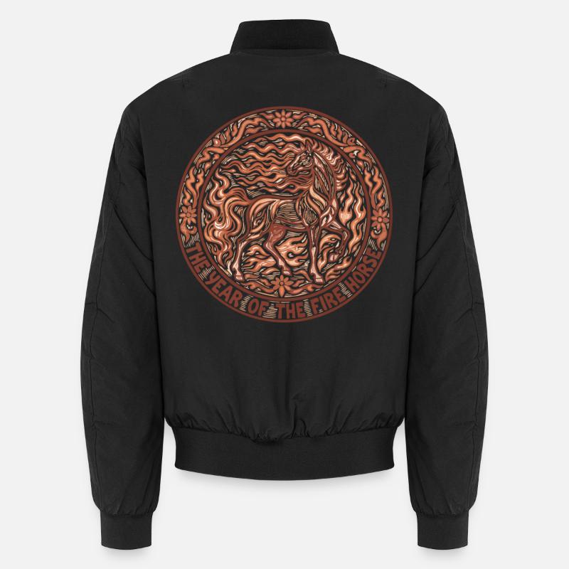 Das Jahr des Feuerpferd-Designs - Unisex Bomberjacke - Schwarz