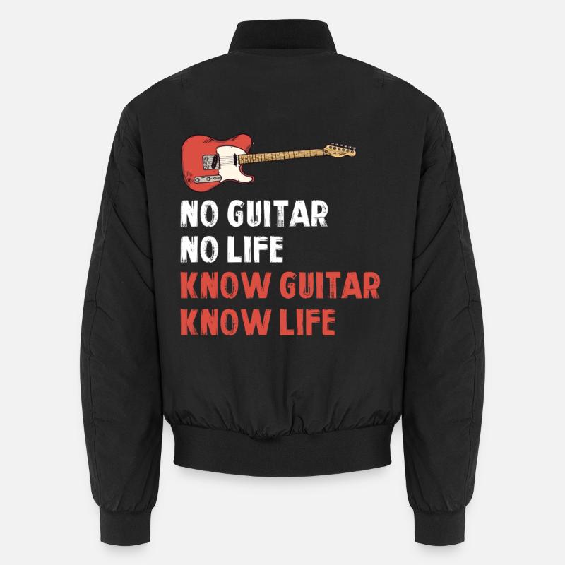 Guitar Is Life Saying Graphic - Unisex Bomber Jacket - black