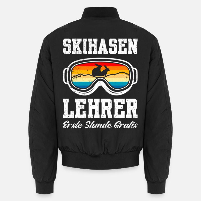 Skiing SKI BUNNY INSTRUCTOR FIRST LESSON FREE OF CHARGE Unisex Bomber Jacket