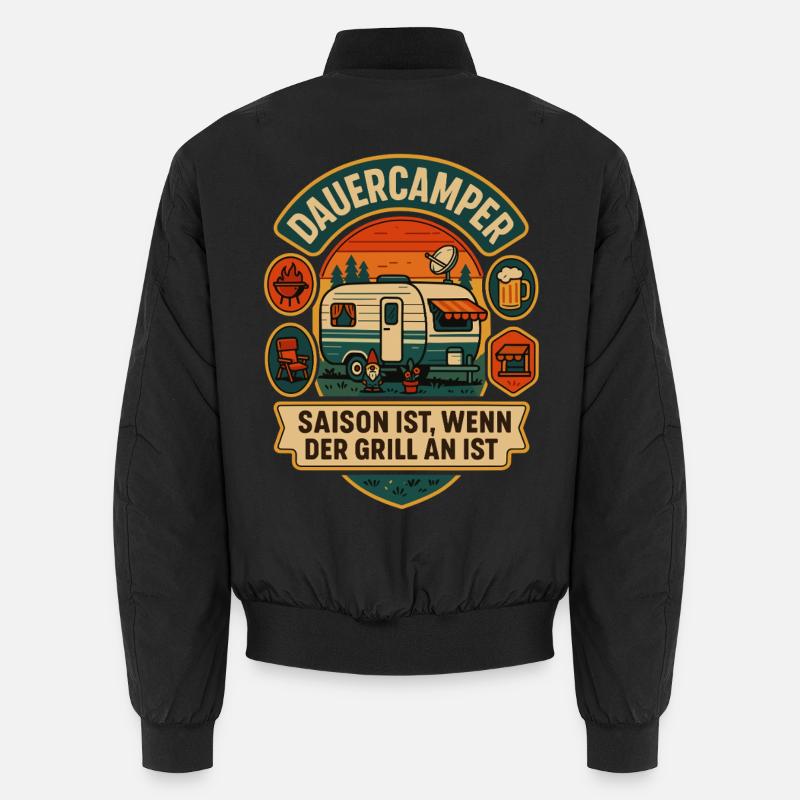 dauercamper grill spruch camping, geschenkidee Unisex Bomberjacke