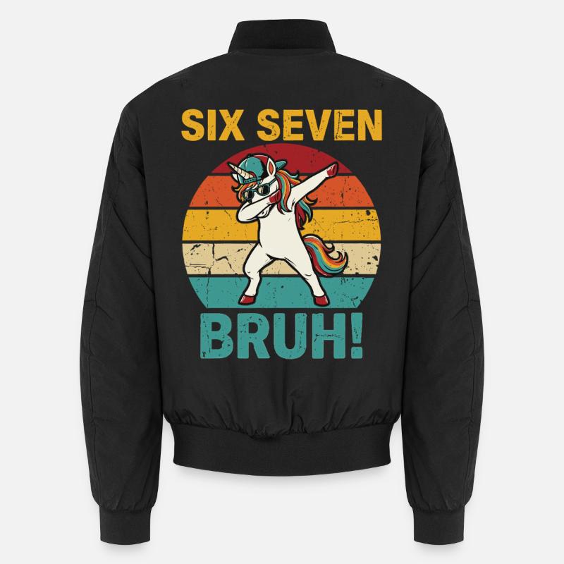 Six Seven Bruh! – Cooles Dabbing Einhorn Meme  Unisex Bomberjacke