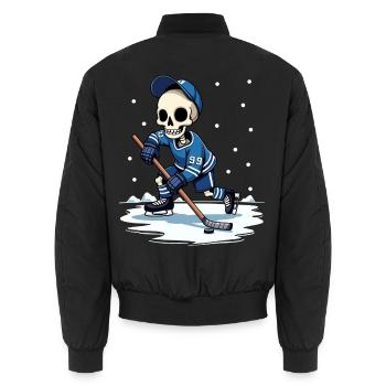 Skelett Eishockeyspieler Nummer 99 Wintersport - Unisex Bomber Jacket - black - Back - AI Model Male 185 light (185cm)