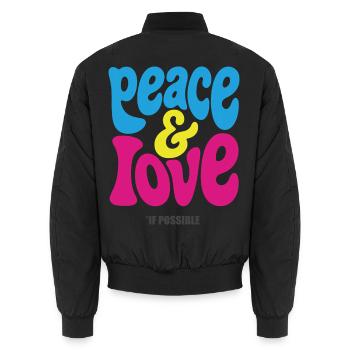 PEACE LOVE #4 - let's talk - Bomber unisexe - noir - Dos - AI Model Male 185 light (185cm)