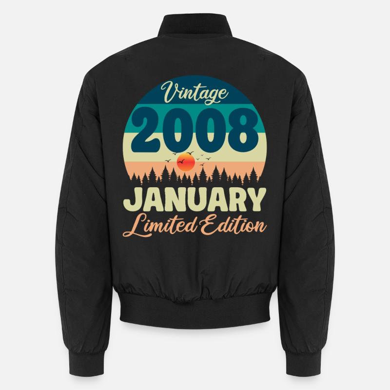 Geburtstag Januar 2008 Geschenk Vintage Limited Unisex Bomberjacke