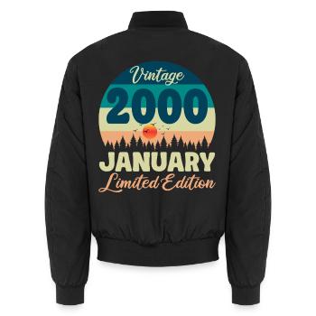 Anniversaire Janvier 2000 Cadeau Vintage Limited - Bomber unisexe - noir - Dos - AI Model Male 185 light (185cm)