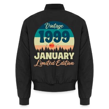 Anniversaire Janvier 1999 Cadeau Vintage Limited - Bomber unisexe - noir - Dos - AI Model Male 185 light (185cm)