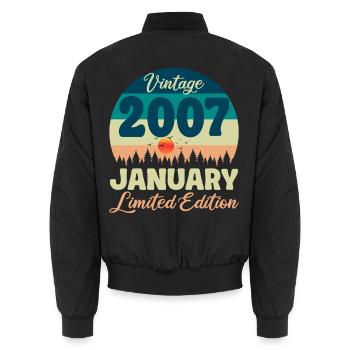 Anniversaire Janvier 2007 Cadeau Vintage Limited - Bomber unisexe - noir - Dos - AI Model Male 185 light (185cm)