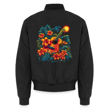 Gitarre Vintage-Look - Unisex Bomberjacke - Schwarz - Hinten - AI Model Male 185 light (185cm)