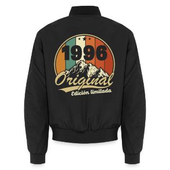 1996 Vintage Rétro Cadeau d’anniversaire - Bomber unisexe - noir - Dos - AI Model Male 185 light (185cm)