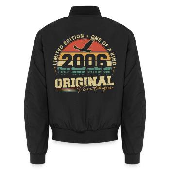 Anniversaire original Vintage 2006 Né Rétro - Bomber unisexe - noir - Dos - AI Model Male 185 light (185cm)