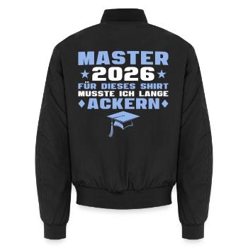 Master's examination passed, Master's degree 2026 - Unisex Bomber Jacket - black - Back - AI Model Male 185 light (185cm)