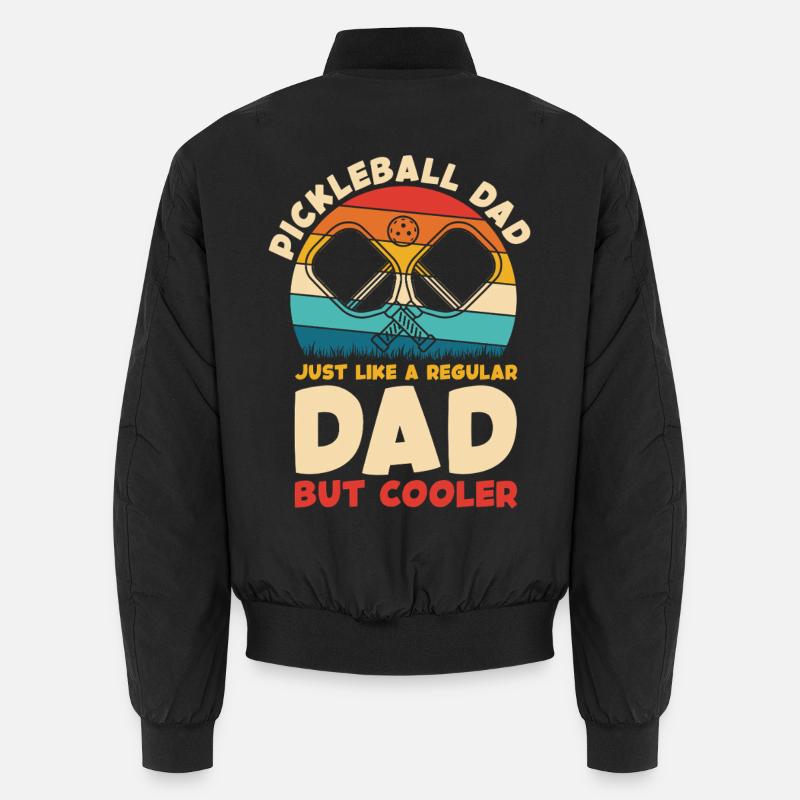 Pickleball Dad Cooler Than Regular - Unisex Bomber Jacket - black