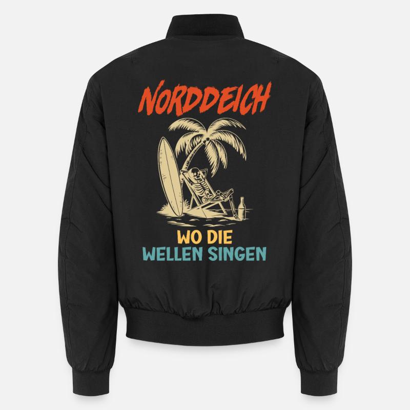 NORDDEICH WHERE THE WAVES SING Funny Unisex Bomber Jacket