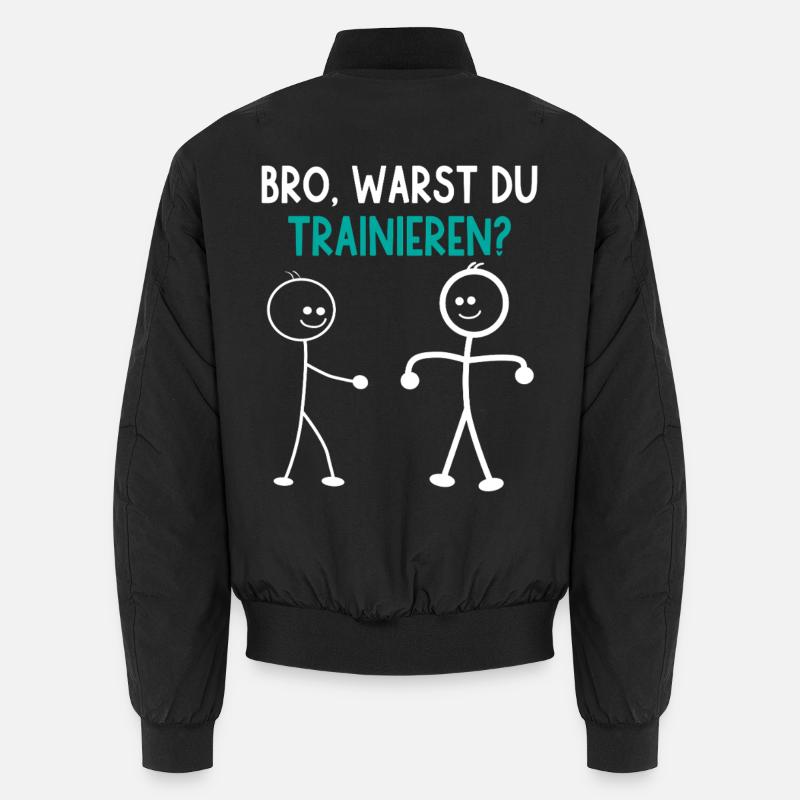 Strichmännchen WARST DU TRAINIEREN LUSTIG - Unisex Bomberjacke - Schwarz