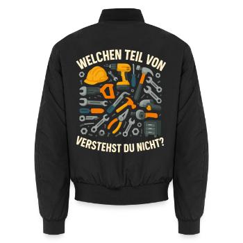 werkzeug chaos, welchen teil spruch lustig - Unisex Bomberjacke - Schwarz - Hinten - AI Model Male 185 light (185cm)
