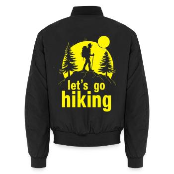 Let's go hiking mountaineer hiker silhouette - Unisex Bomber Jacket - black - Back - AI Model Male 185 light (185cm)