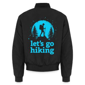 Let's go hiking mountaineer hiker silhouette - Unisex Bomber Jacket - black - Back - AI Model Male 185 light (185cm)