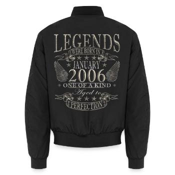 Janvier-2006-Vintage-Born-Birthday-Retro - Bomber unisexe - noir - Dos - AI Model Male 185 light (185cm)