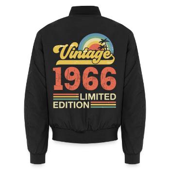 Vintage-Geburtstagsgeschenk zum Jubiläum von 1966 - Unisex Bomberjacke - Schwarz - Hinten - AI Model Male 185 light (185cm)