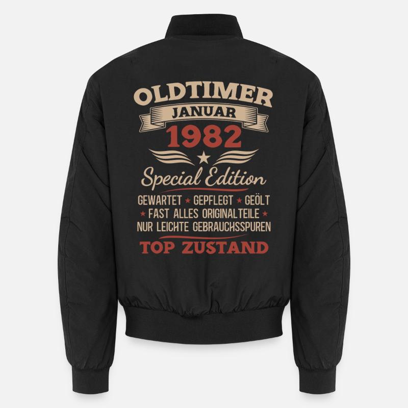 44th Birthday Gift Classic Car January 1982 Unisex Bomber Jacket