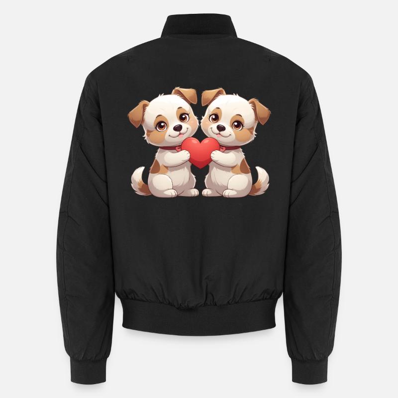 Zwei Welpen mit Herz Unisex Bomberjacke