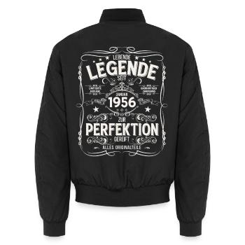70. Geburtstag Legende Januar Jahrgang 1956 - Unisex Bomberjacke - Schwarz - Hinten - AI Model Male 185 light (185cm)