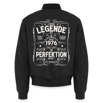 Légende du 50e anniversaire Millésime janvier 1976 - Bomber unisexe - noir - Dos - AI Model Male 185 light (185cm)