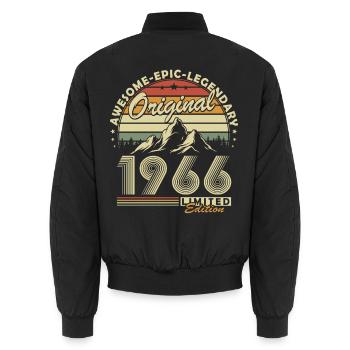 Original 1966 Retro Vintage Birthday Gift - Unisex Bomber Jacket - black - Back - AI Model Male 185 light (185cm)