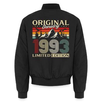 33e anniversaire Original janvier 1993 - Bomber unisexe - noir - Dos - AI Model Male 185 light (185cm)