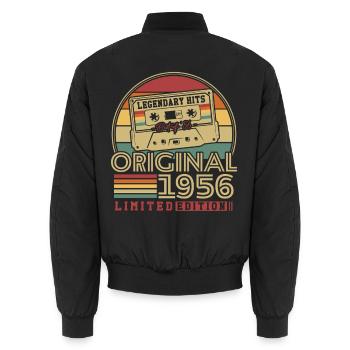 Original 1956 Vintage Vintage Birthday Retro - Unisex Bomber Jacket - black - Back - AI Model Male 185 light (185cm)