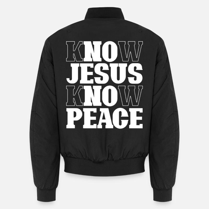Know Jesus Know Peace Lettering Unisex Bomber Jacket
