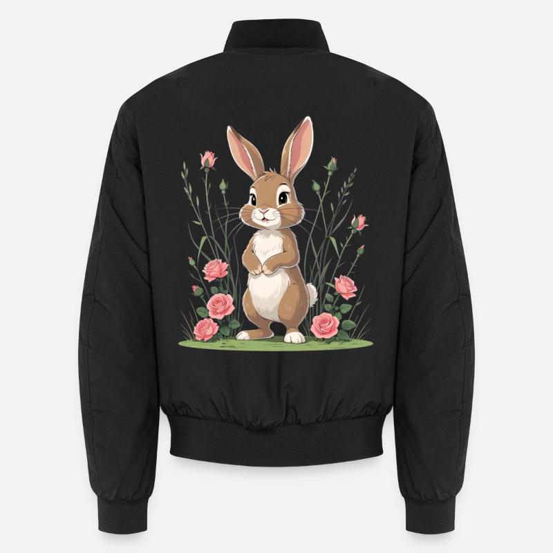 Hase im Rosengarten - Unisex Bomberjacke - Schwarz