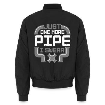 Pipe Layer Pipeline Builder - Unisex Bomber Jacket - black - Back - AI Model Male 185 light (185cm)