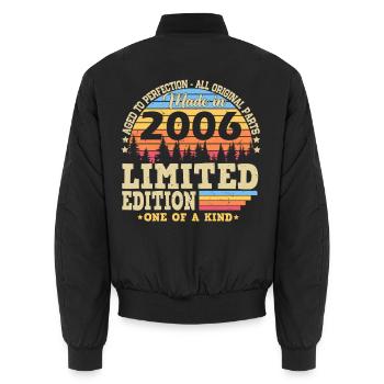 2006-Jahrgang-Vintage-Retro-Geburtstag-Geschenk - Unisex Bomberjacke - Schwarz - Hinten - AI Model Male 185 light (185cm)